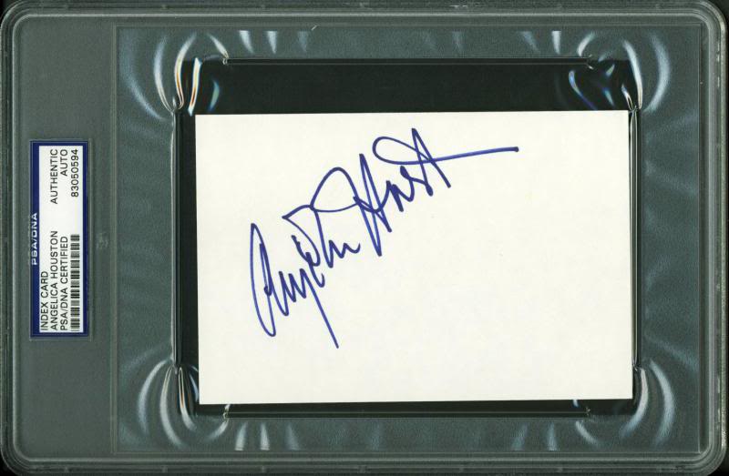 Anjelica Houston Authentic Signed 4X6 Index Card Autographed PSA/DNA Slabbed
