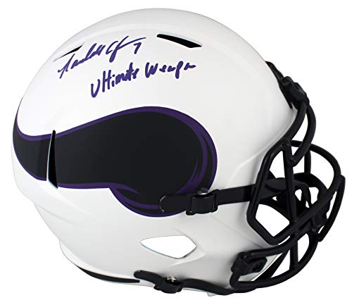 Vikings Randall Cunningham "UW" Signed Lunar Full Size Speed Rep Helmet BAS Wit