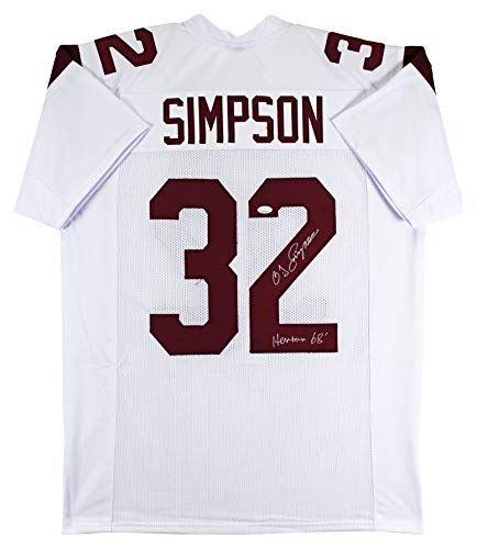 USC O.J. Simpson "68 Heisman" Authentic Signed White Pro Style Jersey BAS Wit