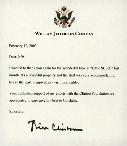 Bill Clinton Signed 5.5x6.5 Letter Auto Graded Gem Mint 10! BAS #AA03542