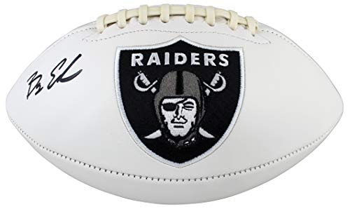 Raiders Bryan Edwards Authentic Signed White Panel Logo Football BAS Witnessed