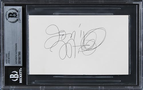 Joni Mitchell Musician Authentic Signed 3x5 Index Card w Black Sig BAS Slabbed 2