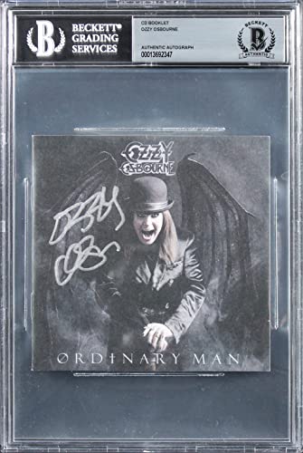 Ozzy Osbourne Authentic Signed Ordinary Man Cd Cover Autographed BAS Slabbed