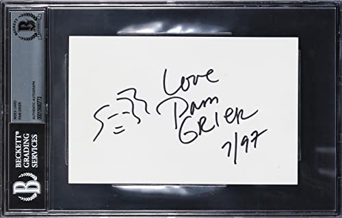 Pam Grier Jackie Brown "Love" Signed 4x6 Index Card w/ Sketch BAS Slabbed