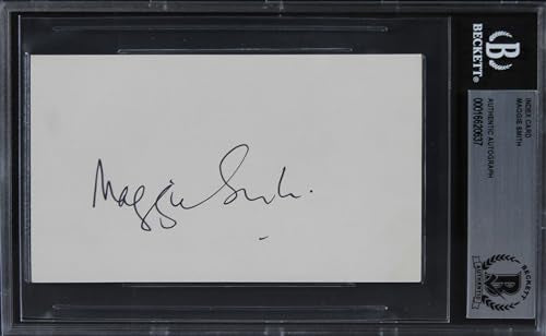 Maggie Smith Gosford Park Authentic Signed 3x5 Index Card BAS Slabbed