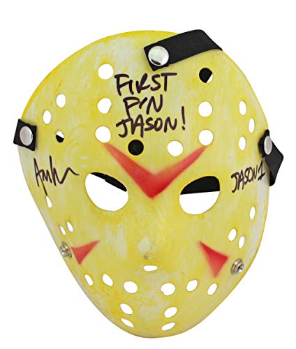 Ari Lehman Friday The 13th "First F'n Jason" Signed Yellow Jason Mask BAS Wit