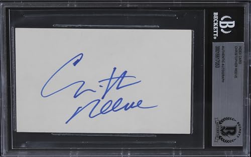 Christopher Reeve Superman Authentic Signed 3x5 Index Card BAS Slabbed 3