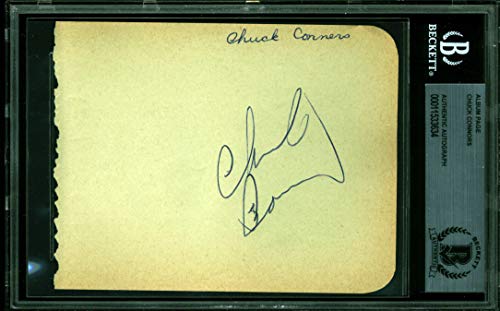 Chuck Connors The Rifleman Authentic Signed 4x5 Album Page BAS Slabbed 2