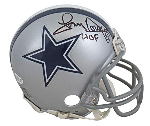 Cowboys Tony Dorsett "HOF" Signed Silver Rep Mini Helmet BAS Witnessed #WE12275