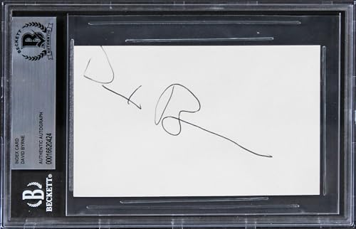 David Byrne Talking Heads Signed 3x5 Index Card Autographed BAS Slabbed 2