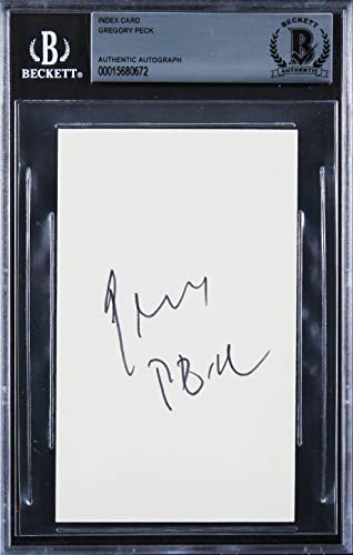 Gregory Peck To Kill a Mockingbird Authentic Signed 3x5 Index Card BAS Slabbed