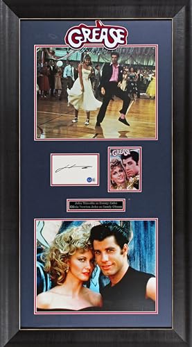 John Travolta & Olivia Newton John Grease Authentic Signed Framed Display BAS 2