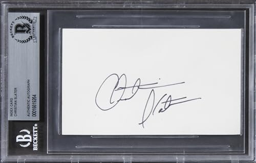 Christian Slater Heathers Authentic Signed 3x5 Index Card BAS Slabbed 1