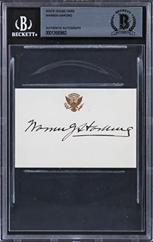 Warren G. Harding Authentic Signed 2.5x3.65 White House Card BAS Slabbed