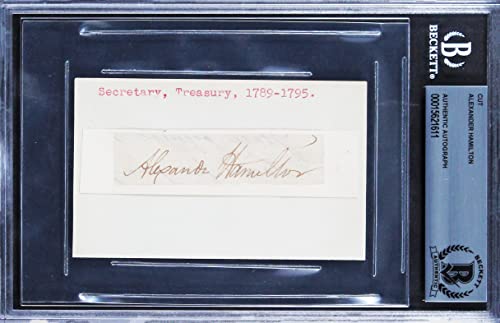 Alexander Hamilton Authentic Signed .75x3 Cut Signature BAS Slabbed