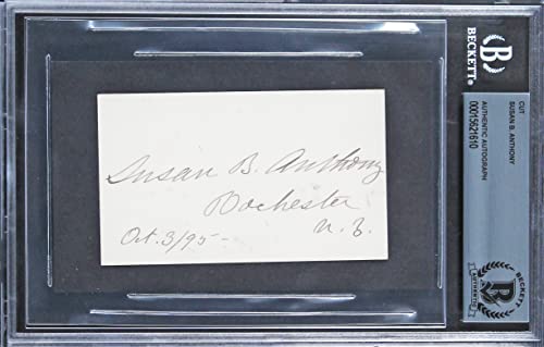 Susan B. Anthony Authentic Signed 2.25x3.75 Cut Signature BAS Slabbed