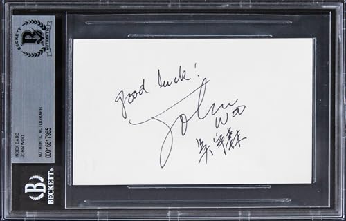 John Woo A Better Tomorrow "Good Luck" Signed 3x5 Index Card BAS Slabbed
