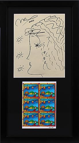 Peter Max "2007" Authentic Signed 8.75x10.75 Sketch Framed Display PSA #V24271