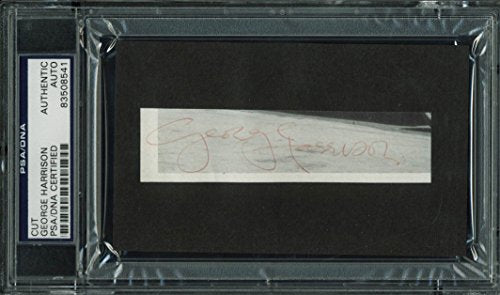 George Harrison The Beatles Authentic Signed 1x4.25 Cut Signature PSA Slabbed