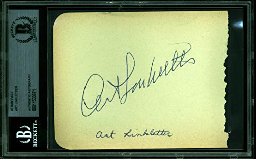 Art Linkletter House Party Authentic Signed 4x5 Album Page BAS Slabbed
