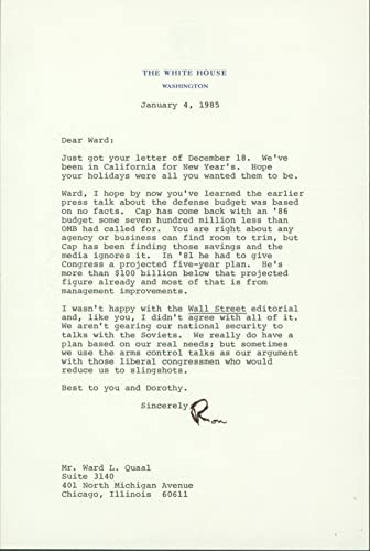 Ronald Reagan Signed 7x10 1985 Letter On White House Letterhead BAS #AB14024