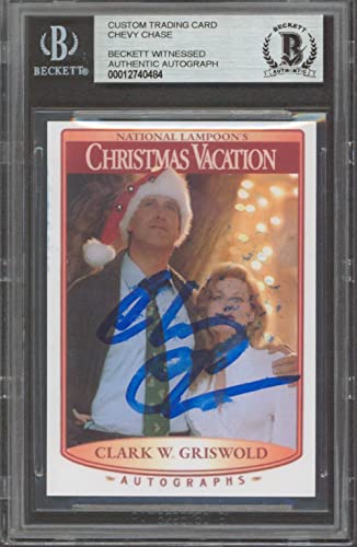 Chevy Chase Christmas Vacation Signed Custom Trading Card Card BAS Slabbed