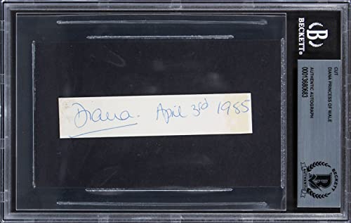 Princess Diana April 3rd 1985 Authentic Signed .85x3.85 Cut BAS Slabbed