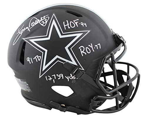 Cowboys Tony Dorsett "4x Stat" Signed Eclipse Full Size Speed Proline Helmet BAS