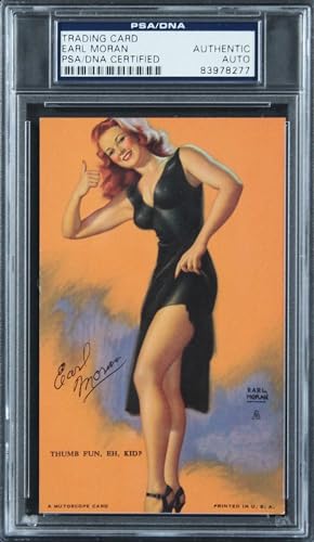 Earl Moran Authentic Signed 3.5x5.5 1945 Mutoscope #MS244 Card PSA/DNA Slabbed