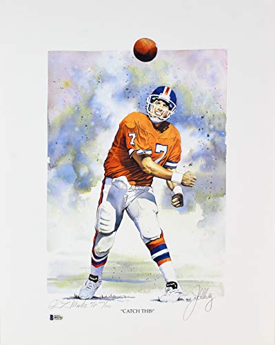 Broncos John Elway Signed 16x20 "Catch This" AP Lithograph LE #299/300 BAS