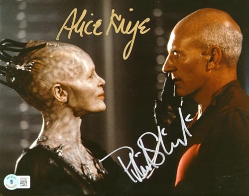 Patrick Stewart & Alice Krige Star Trek: First Contact Signed 8x10 Photo BAS