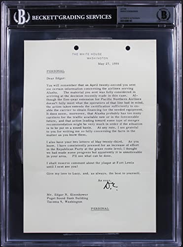 Dwight D. Eisenhower Signed 1955 Letter On White House Letterhead BAS Slabbed