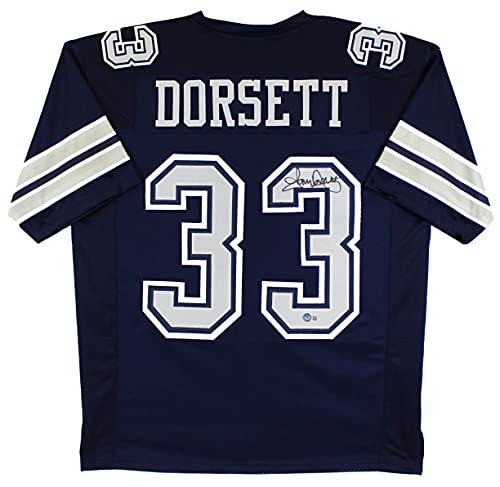 Tony Dorsett Signed Navy Blue Pro Style Jersey w/ Grey Numbers BAS Witnessed