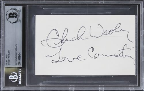 Chuck Woolery The Dating Game "Love Comedian" Signed 3x5 Index Card BAS Slabbed
