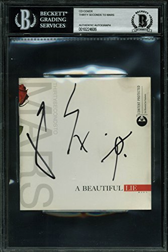 Thirty Seconds to Mars (3) Authentic Signed A Beautiful Lie Cd Cover BAS Slabbed