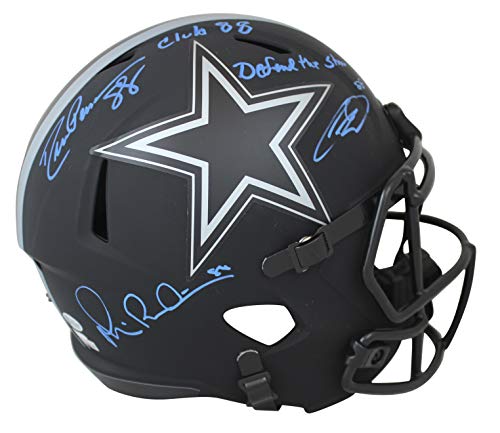 Cowboys Irvin, Pearson & Lamb Signed Eclipse F/S Speed Rep Helmet BAS Blue Sig