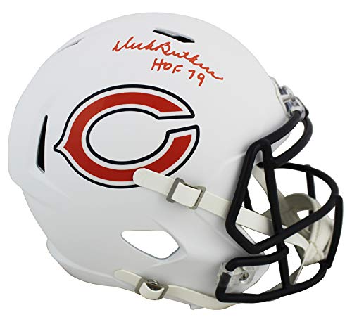 Bears Dick Butkus "HOF 79" Signed Flat White Full Size Speed Rep Helmet JSA Wit