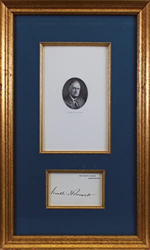 Franklin D. Roosevelt Signed & Framed 2.75x4.25 White House Card BAS #AB14359