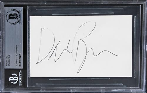David Byrne Talking Heads Signed 3x5 Index Card Autographed BAS Slabbed 1