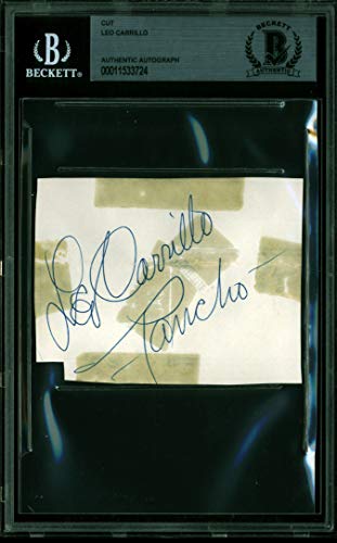 Leo Carrillo The Cisco Kid "Pancho" Signed 2.75x3.5 Cut Signature BAS Slabbed