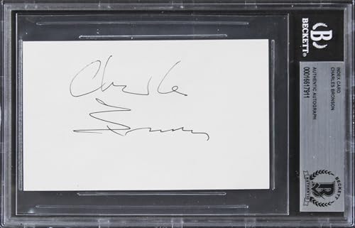 Charles Bronson The Great Escape Authentic Signed 3x5 Index Card BAS Slabbed 1