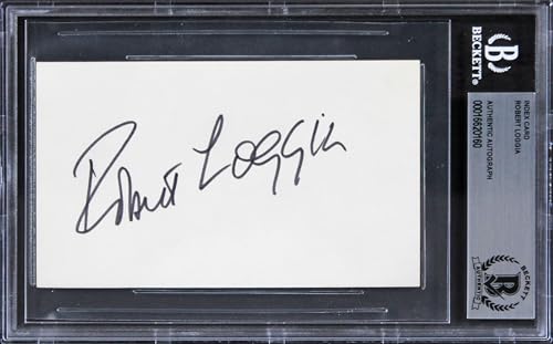 Robert Loggia Big Authentic Signed 3x5 Index Card Autographed BAS Slabbed 2