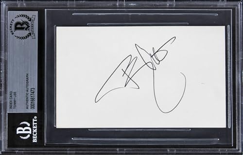 Tommy Lee Motley Crue Authentic Signed 3x5 Index Card Autographed BAS Slabbed