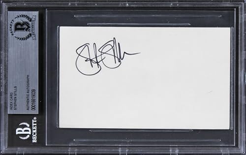 Stephen Stills Buffalo Springfield Authentic Signed 3x5 Index Card BAS Slabbed 2