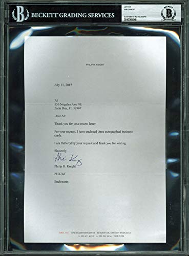 Phil Knight Authentic Signed Nike CEO July 2017 Letter Autographed BAS Slabbed