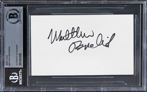 Matthew Broderick Ferris Bueller's Day Off Signed 3x5 Index Card BAS Slabbed