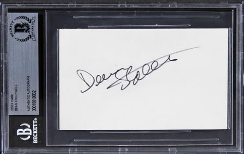 Dean Stockwell Quantum Leap Authentic Signed 3x5 Index Card BAS Slabbed
