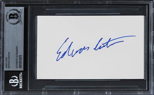 Edward Norton Fight Club Authentic Signed 3x5 Index Card Autographed BAS Slabbed