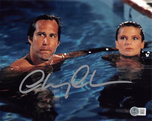 Chevy Chase Vacation Signed 8x10 Horizontal Swimming Photo w/ Silver Sig BAS Wit