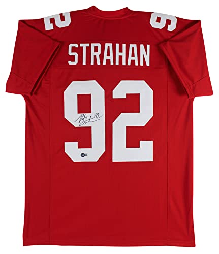 Michael Strahan Authentic Signed Red Pro Style Jersey Autographed BAS Witnessed
